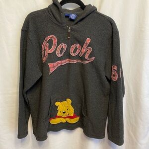 Disney Winnie‎ the Pooh Quarter Zip Hoodie Kangaroo Pocket  XL Magical Nostalgia